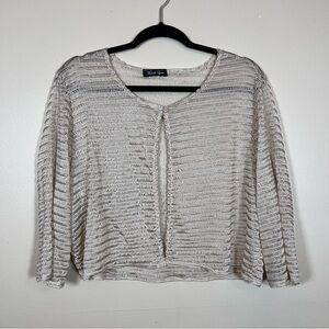 Women's Cropped Cardigan Loose Knit Flowy Slinky Ivory Girly Granny Garden Party